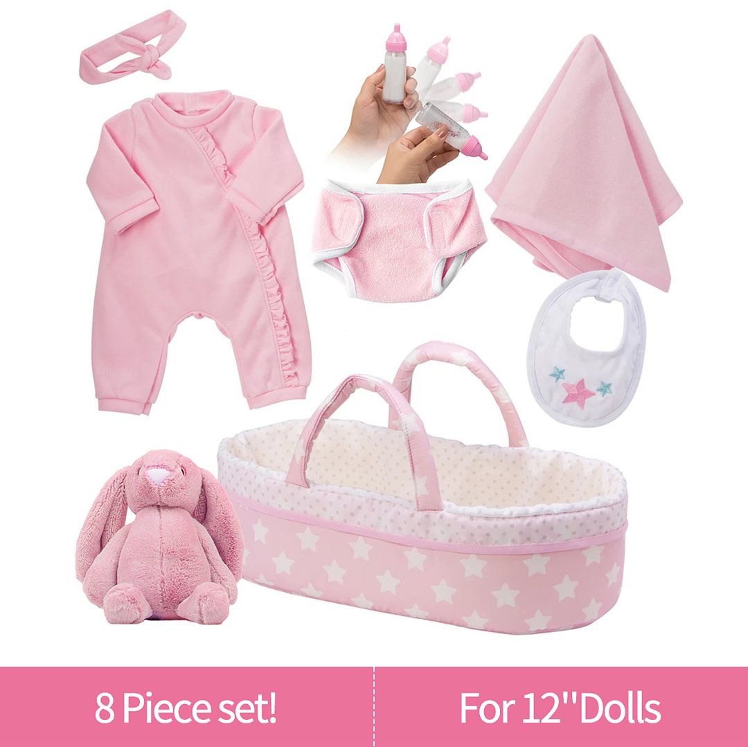 🔊[Suitable for 12'' reborn doll][It's a Girl!] Adoption Reborn Baby Clothes Essentials-8pcs Accessories Gift Set 2022 -jizhi® - [product_tag]