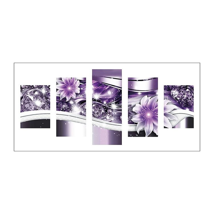 Flower 5-pictures Round Full Drill Diamond Painting 95X45CM(Canvas)-gbfke