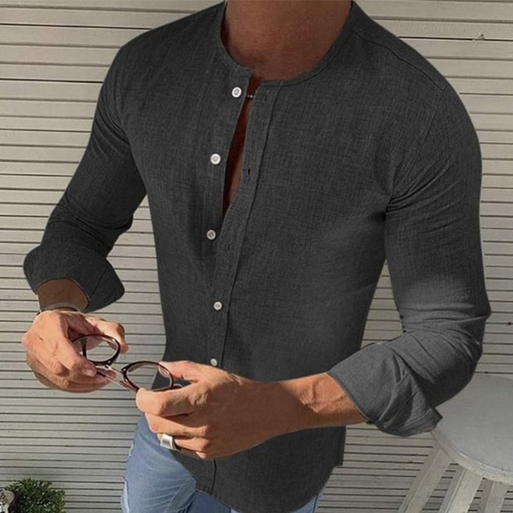 BrosWear Men's Loose Fashion Casual Long Sleeve Shirt