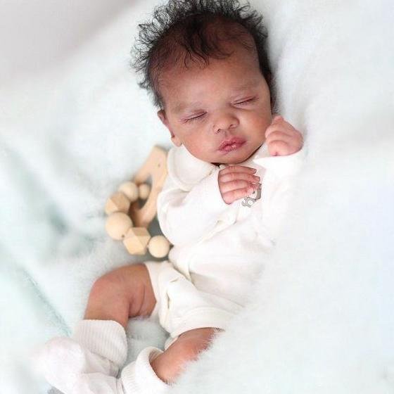 Hand Made Simulation Lifelike Black Toddler Reborns Dolls That Look Real Sleeping Reborn Baby Doll 19'' Felicity