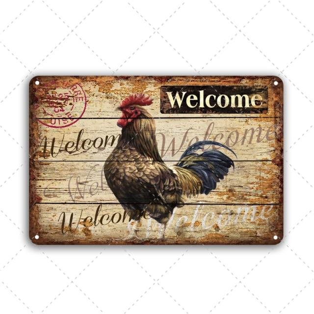 Animal Rooster - Vintage Tin Signs
