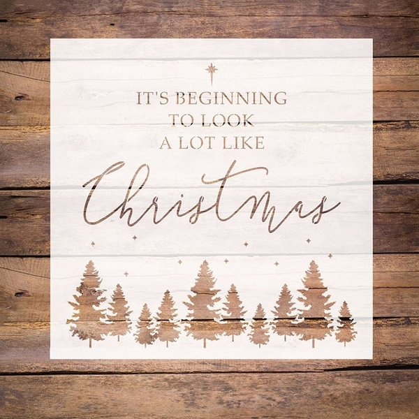 Beginning To Look A Lot Like Christmas Stencil Template - Reusable Stencil For Baking/Journal/Scrapbook / Pigment/Ink Pad/Spray/Hand Painting/Cloth//Wall /Furniture