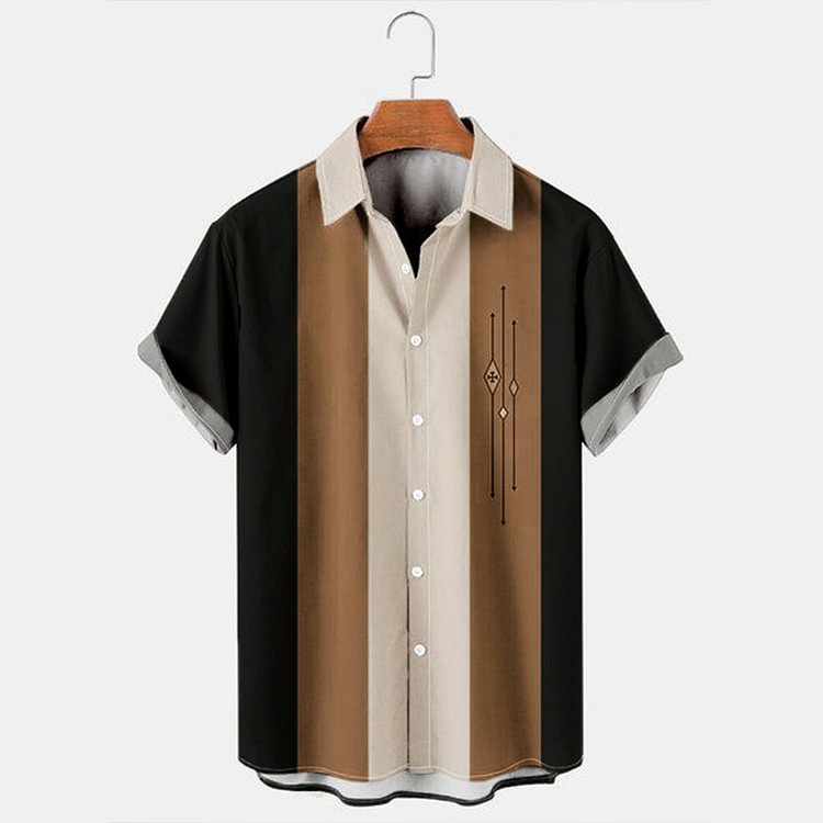 BrosWear Striped Contrast Short Sleeve Shirt