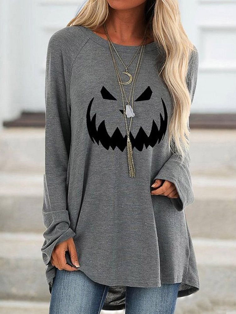 Halloween Sweatshirt Women's Long Sleeve Cartoon Street Style Round Neck Sweatshirt-Mayoulove