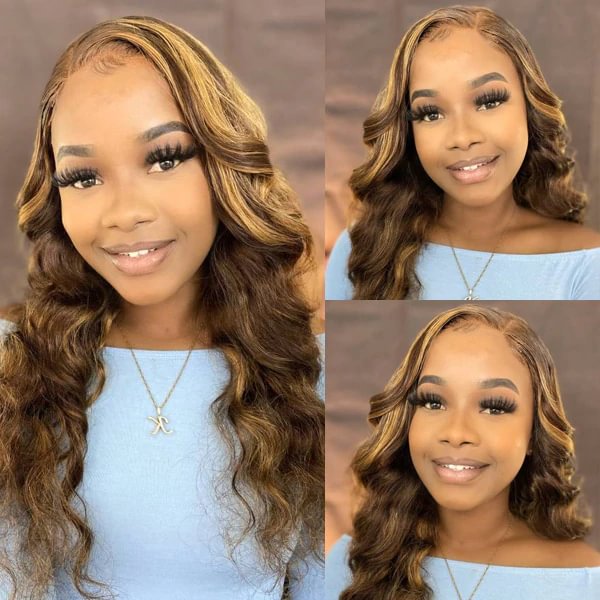 HD Melted Lace Wig丨10-38 Inches Gold And Brown Mix Body Wave Hair丨13x4 Ultra Thin Seamless Lace Wig That Fits To The Scalp