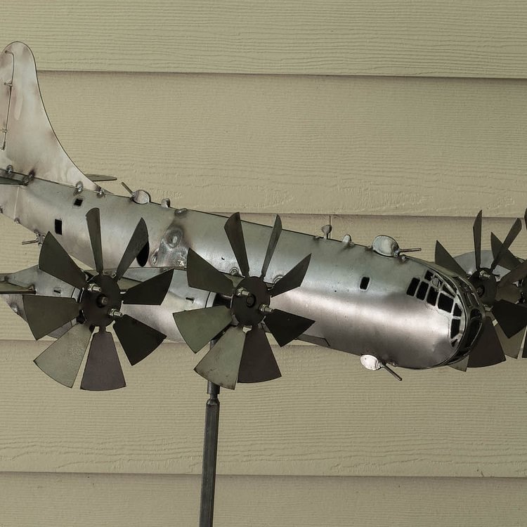 B-29 Super Fortress Metal Wind Spinner for Patio and Garden Outdoor Windmill Wind Power 3D Wind Sculpture Airplane Wind Spinner - Sean - Codlins
