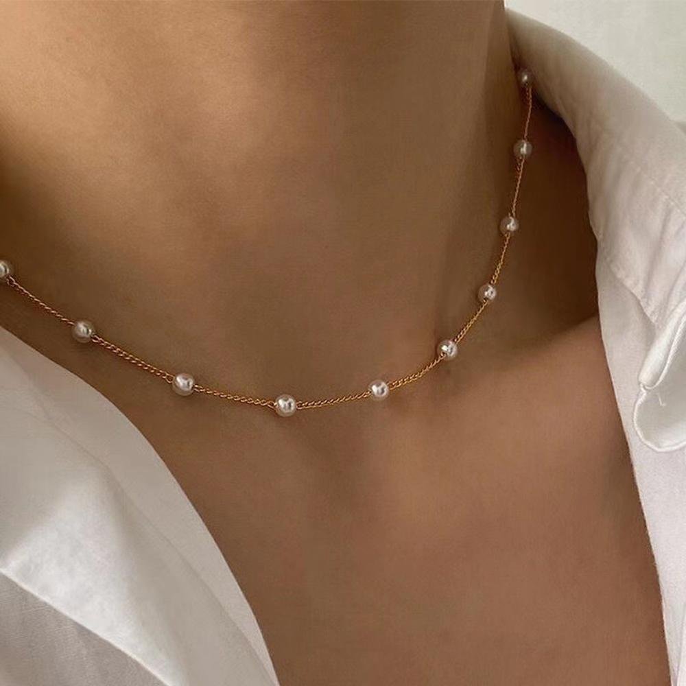Pearl Choker Women Necklace Goth Jewelry-VESSFUL