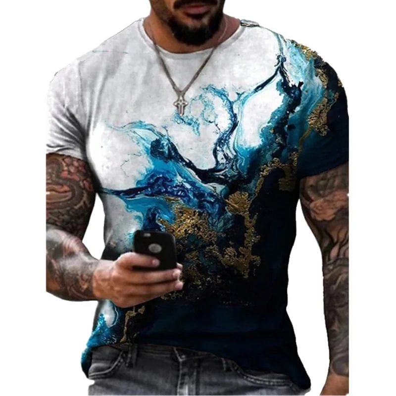Ethnic Style Tie-dye Casual Summer Short Sleeve Men's T-Shirts-VESSFUL