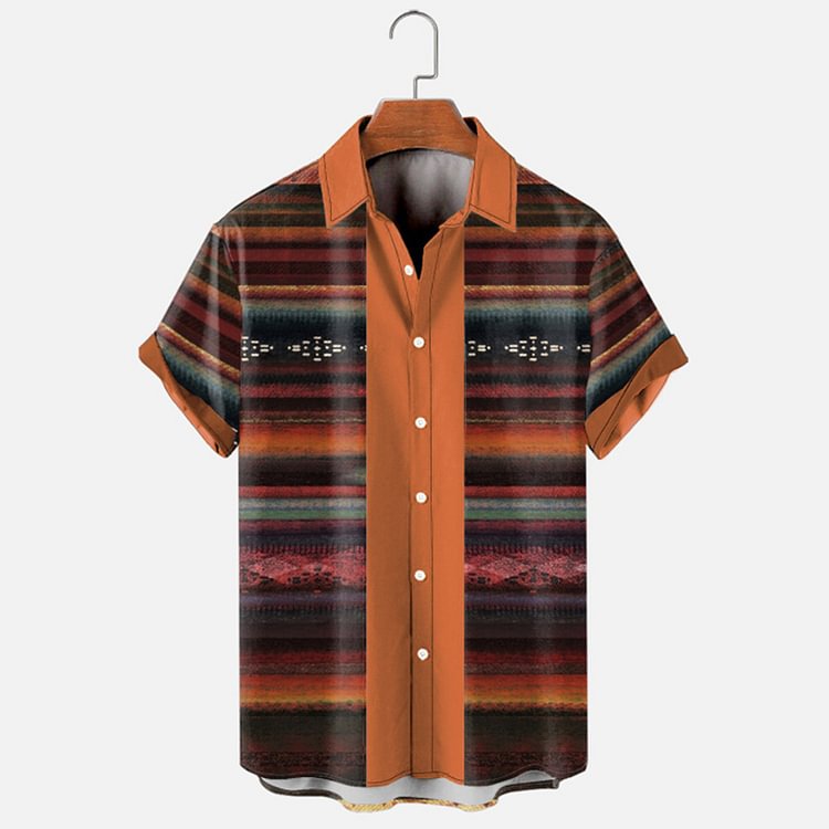 BrosWear Ethnic Gradient Short Sleeve Shirt