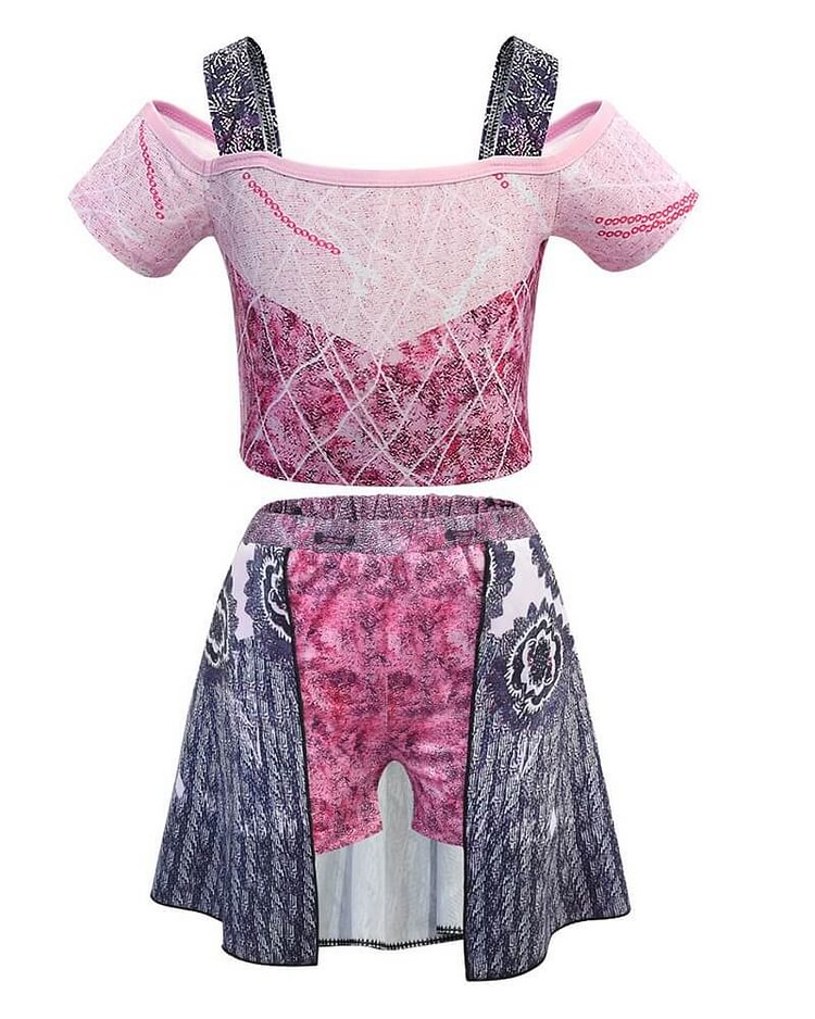 Descendants 3 Audrey Printed Girls Top And Skirt Two Piece Swimsuit-Mayoulove