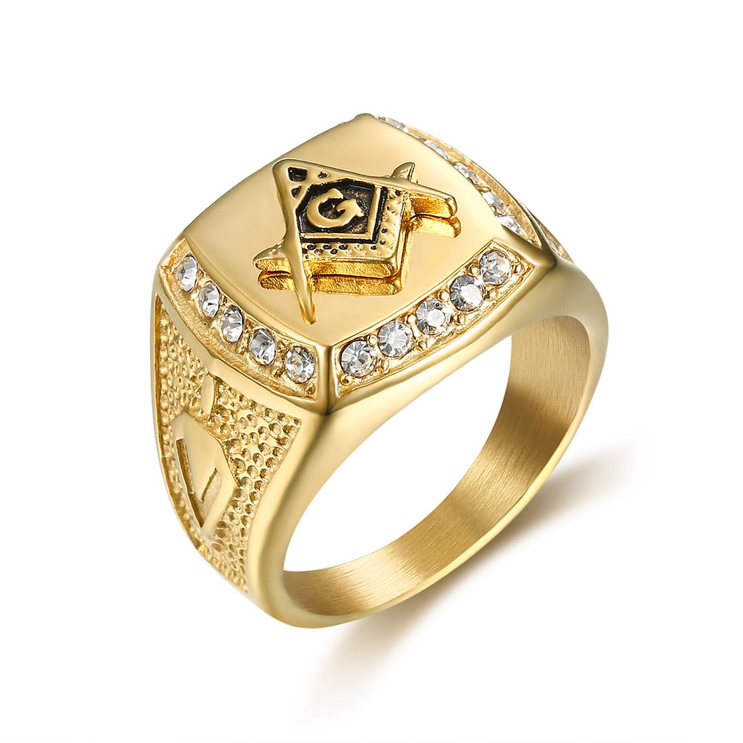 Fremason Masonic Rings Stainless Steel Gold Jewelry Ring For Men-VESSFUL