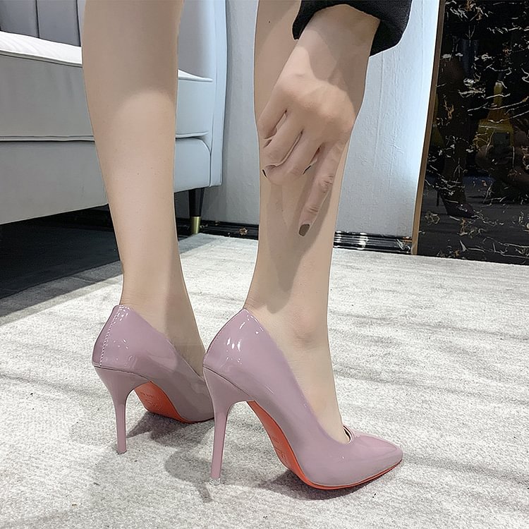 Women's Red Bottom Patent Leather Stiletto High Heel Spike-toe Pump