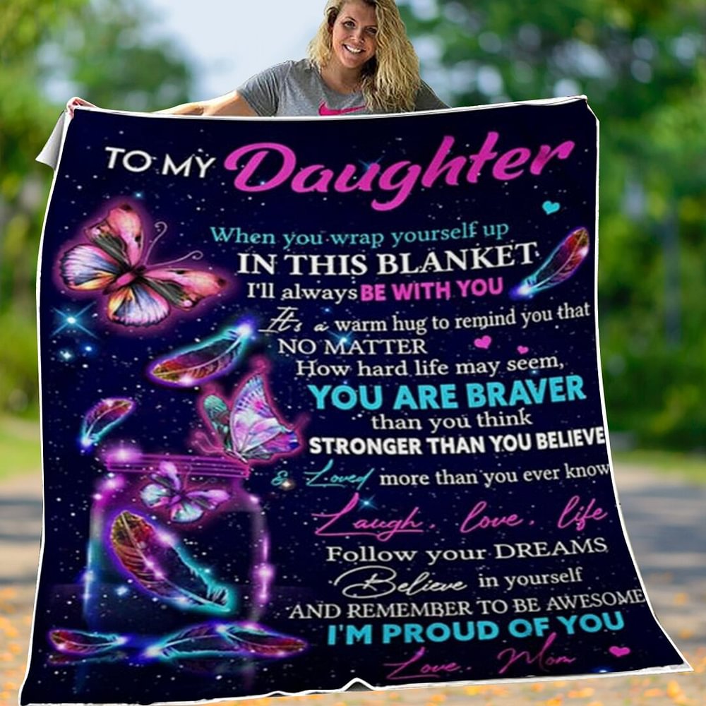 From Mom to My Daughter - I want You Know How Very Much I Love You Butterfly Fleece Blanket