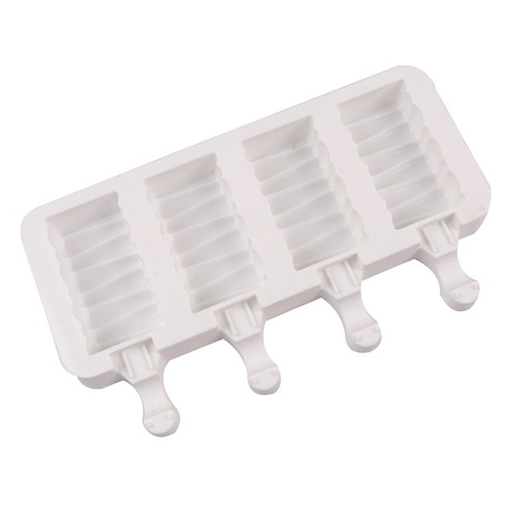 4-Cavity Striped Silicone Ice Cream Molds Ice Candy Lolly DIY Freeze Mould