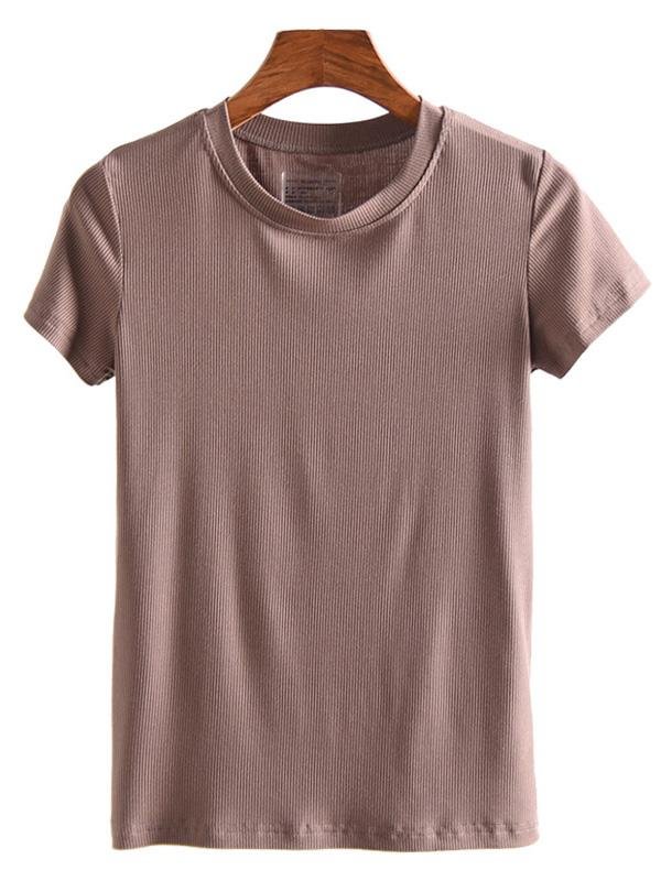 Solid Color Round Neck T-Shirt