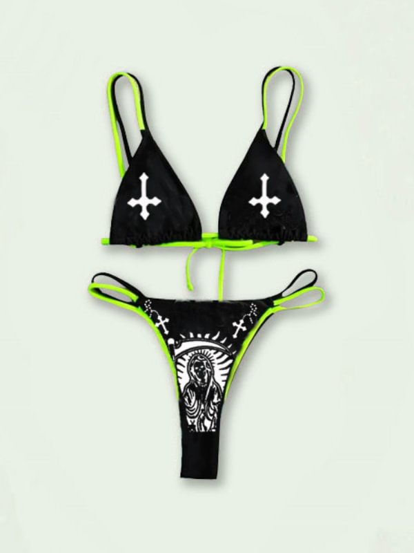 Statement Layered String Death Cross Bikini Sets