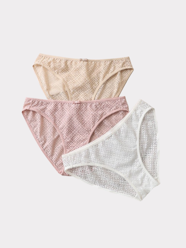 High-Cut Silk Panties Breathable Sweet Style 3-Pack