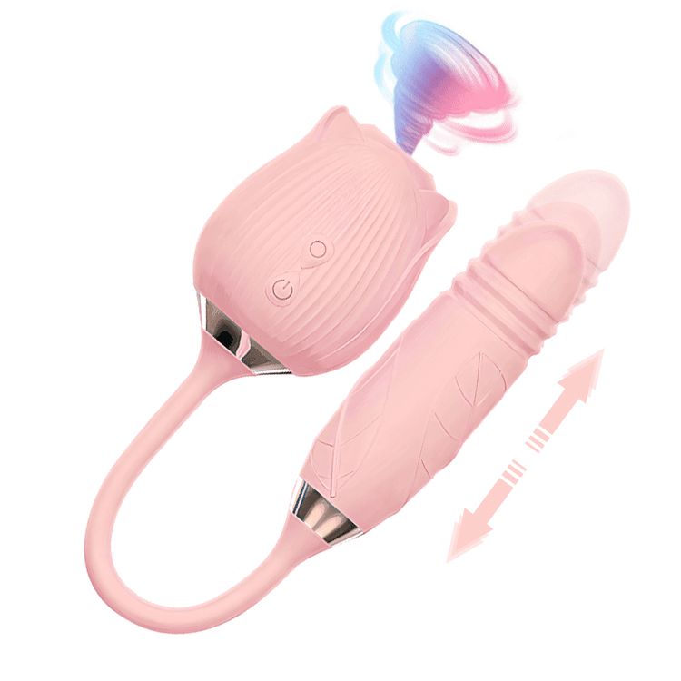 Thrusting Bullet Vibrator Pink Clit Sucker Rose Toy