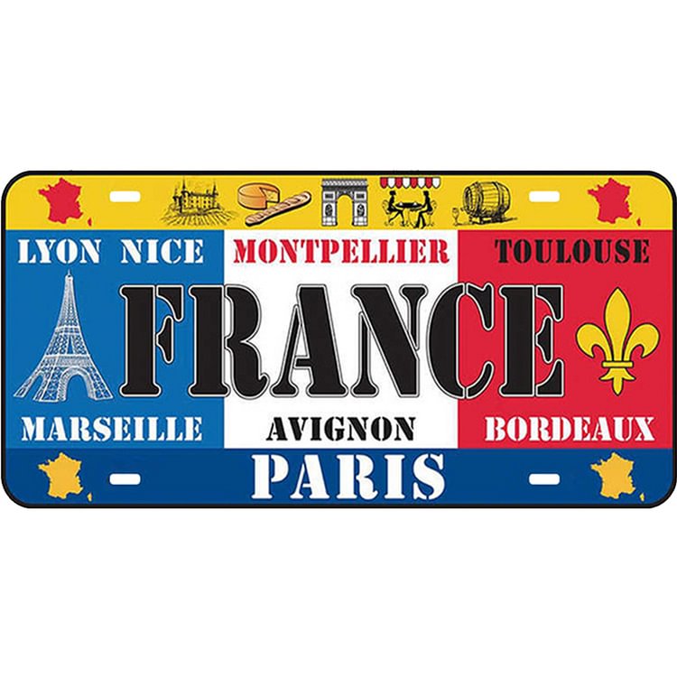 France - Car Plate License Tin Signs/Wooden Signs - 30x15cm