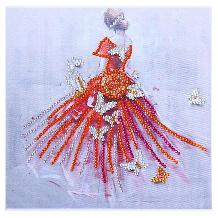 Dress Girl Special Part Drill Diamond Painting 25X25CM(Canvas)-gbfke