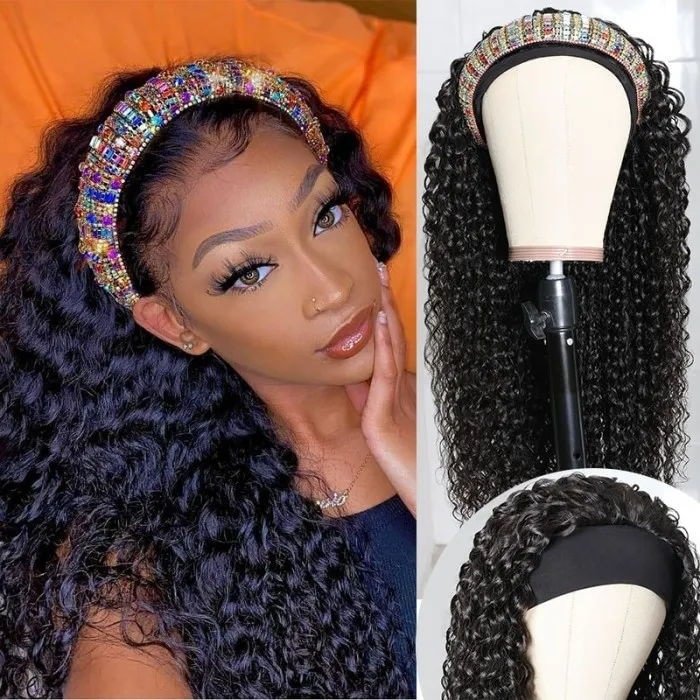 💝 Clearance Sale 💝 Throw On & Go Headband Wigs | Black Curly Hair Wigs | Easy Install