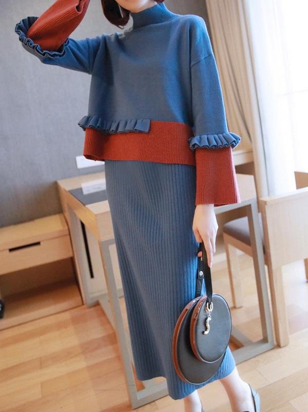 Casual Graceful Split-Joint Knitting Suits
