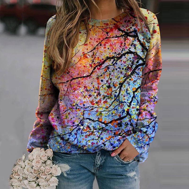 Multicolor Branches Painting Streetwear Chic Sweatshirt