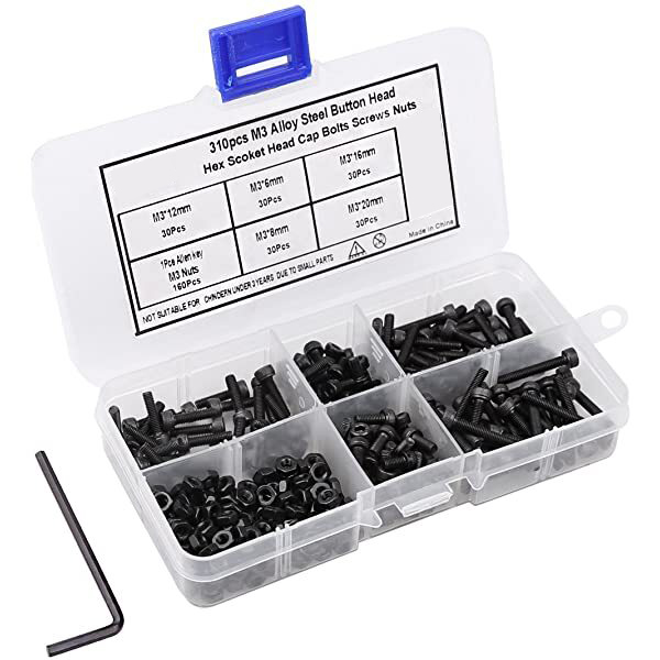 Silver Precise Metric Bolts and Nuts Set with Beautiful Assortment Tool Box for 3D Printed Project Allen Wrench Drive 310 Pcs M3 Stainless Steel Hex Socket Head Cap Screws Nuts Assortment Kit Silver Precise Metric Bolts and Nuts Set with Beautiful Assortment Tool Box for 3D Printed Project Allen Wrench Drive 310 Pcs M3 Stainless Steel Hex Socket Head Cap Screws Nuts Assortment Kit
