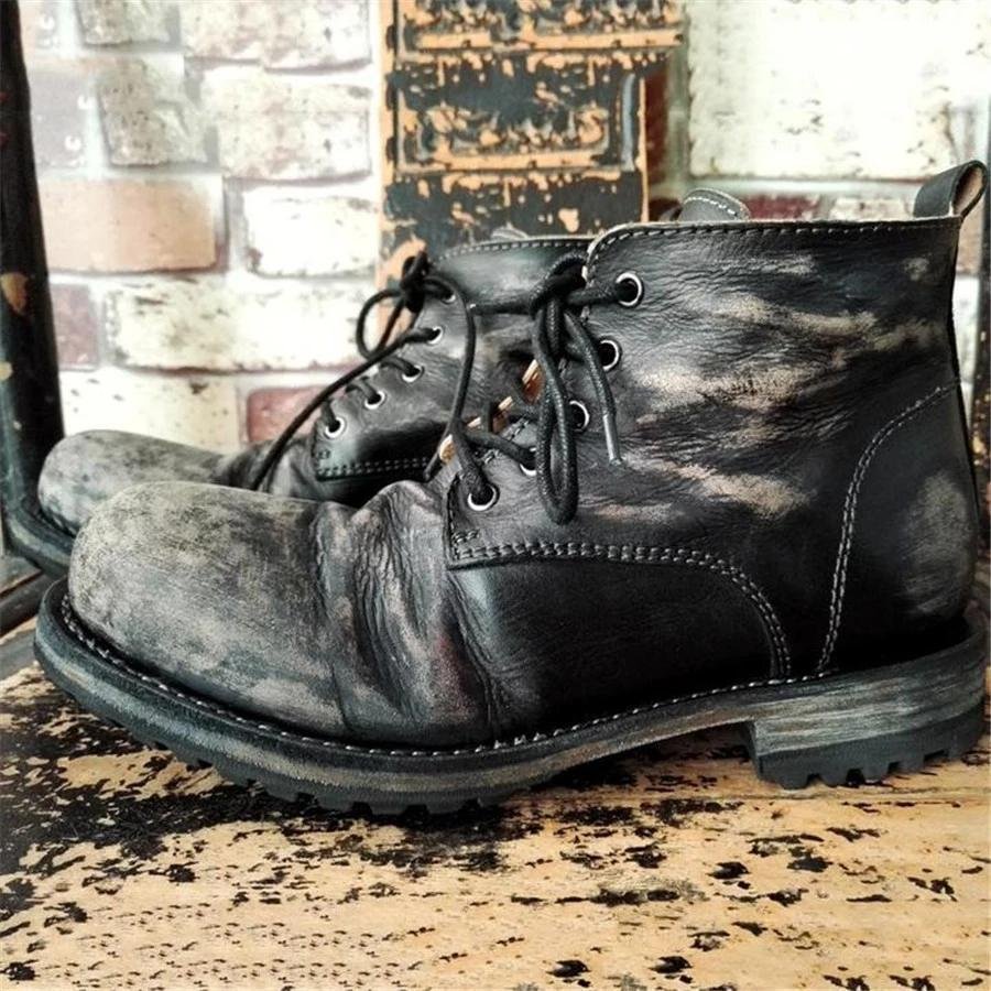 Vintage Leather Ankle Boots-Corachic