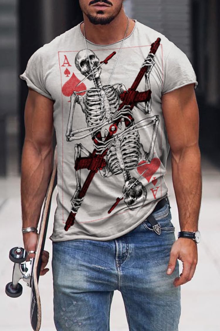 Tiboyz Men's Fashion Casual Poker T-Shirt