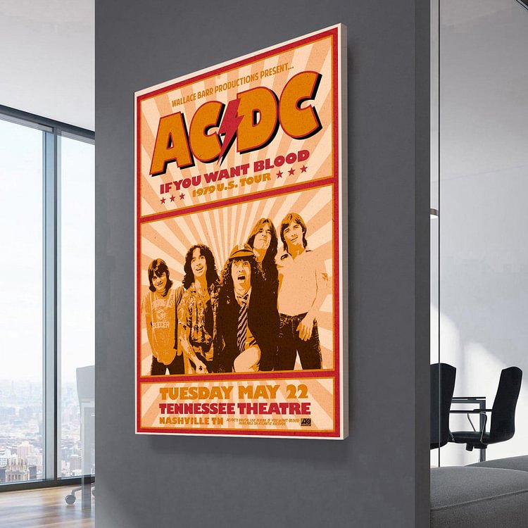 AC/DC 1979 "If You Want Blood" US Tour Canvas Wall Art