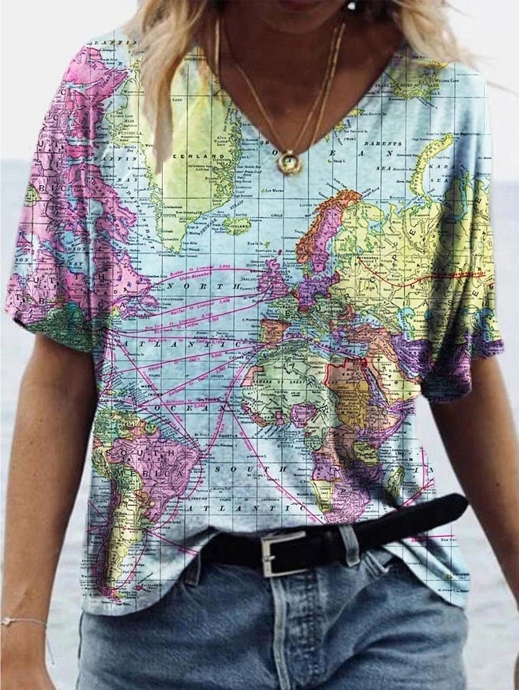 Map Painting Print  T-shirt