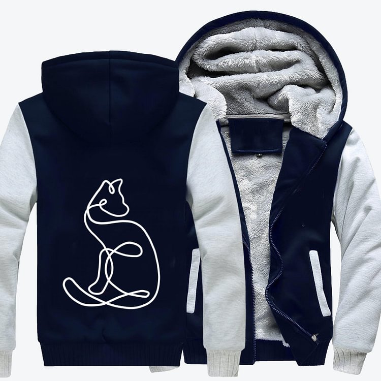 Elegant Cat In Abstract Style, Cat Fleece Jacket