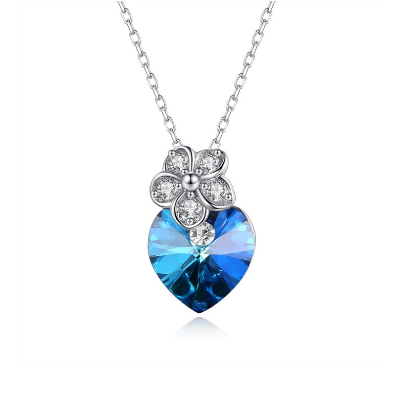 Heart of Hope Pendant Blue Crystal Necklace1