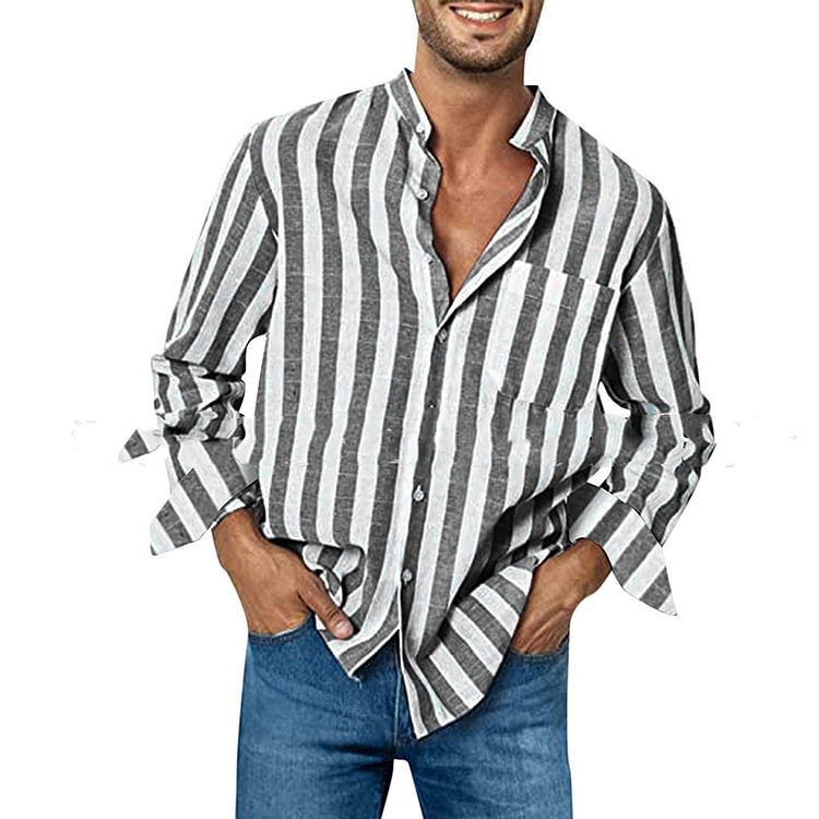 BrosWear Casual Striped Short Sleeve Shirt