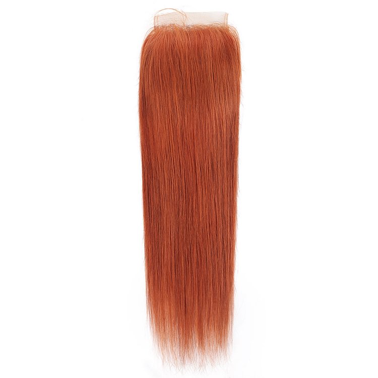 1 PC Ginger Straight 4×4 Lace Closure丨Brazilian Mature Hair