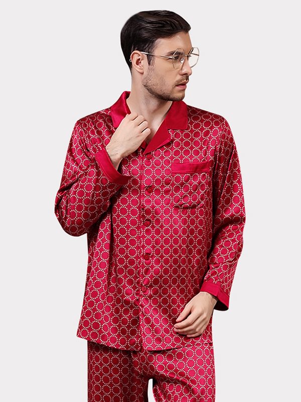 22 Momme Luxury Men's Red Silk Pajamas