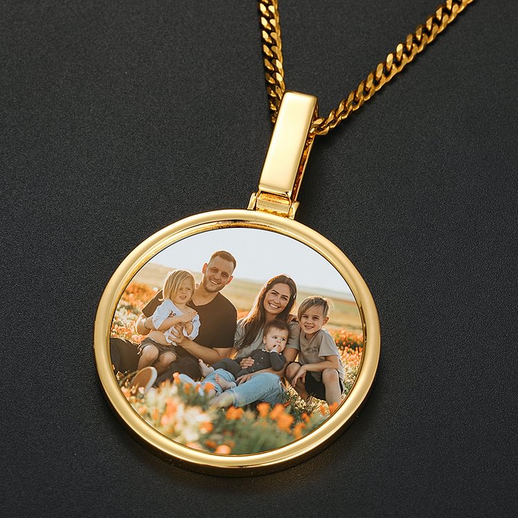 Custom Photo Round Pendant Hip Hop Personality Necklace Jewelry