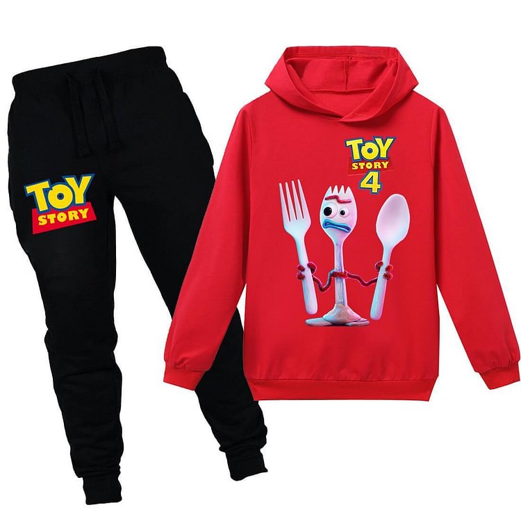 Mayoulove Toy Story 4 Forky Print Girls Boys Cotton Hoodie Sweatpants Tracksuit-Mayoulove