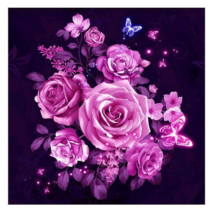 (Multi-Taille Rond / Carré) Fleur rosa - Peinture au Diamant