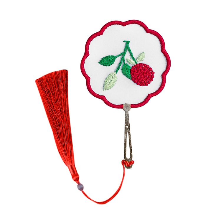 Litchi - Flower Shaped Bookmark Embroidery - Cross Stitch