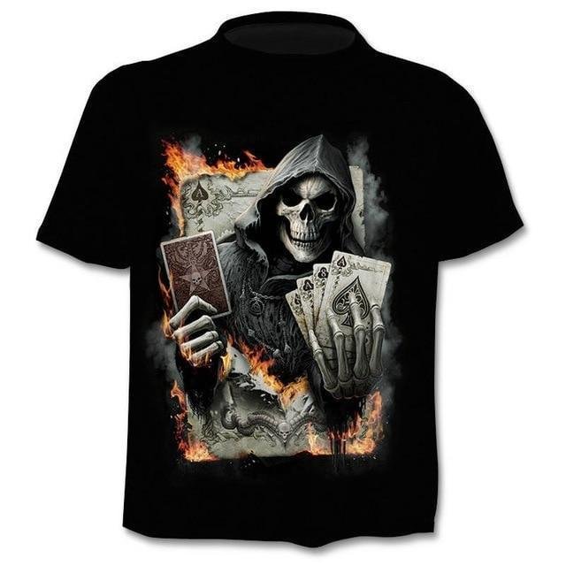 Men 3D Print New Funny Skull T-shirt Hipster Short Sleeve Tee Tops-Corachic
