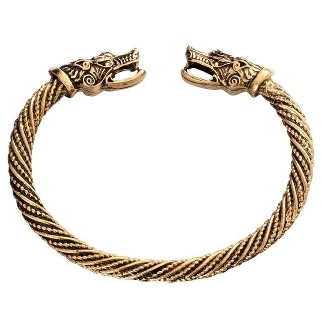 Vintage Viking Wolf Head Cuff Bracelet-Mayoulove