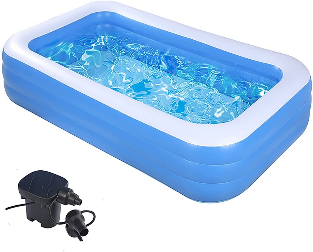 Swimming Pools with Pump-Inflatable Kiddie Pool-122”x 70”x 27”Full-Sized Pools Above Ground-Thickened Blow Up Pool、、sdecorshop