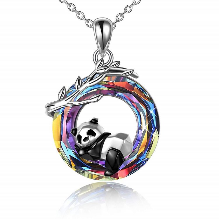 S925 Panda Crystal Circle Necklace
