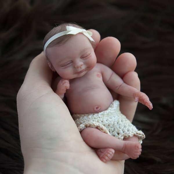 Miniature Doll Sleeping Full Body SiliconeReborn Baby Doll, 5 Inches Realistic Newborn Baby Doll Named Baback