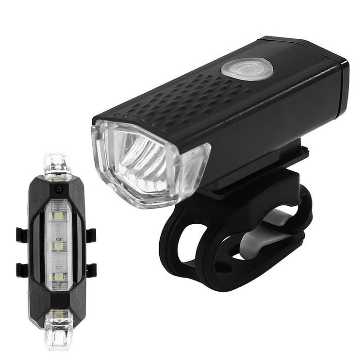 Bike Front Rear Taillight Kit Rechargeable Cycling Safety Warning Lamp