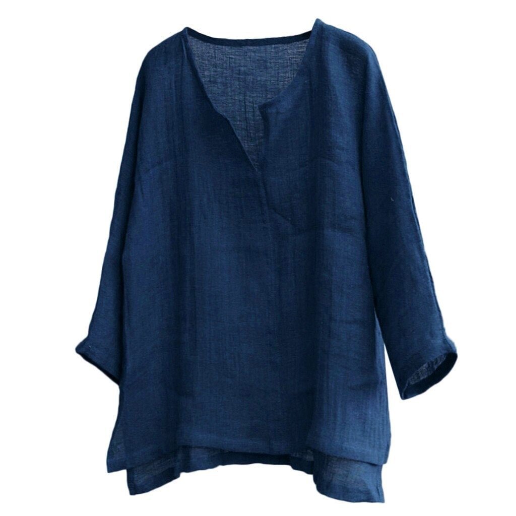 Breathable Comfy Solid Color Long Sleeve Loose Harajuku Casual Blouse