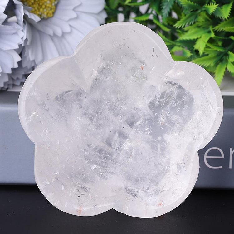3.5" Clear Quartz Flower Shape Bowls Crystal Carvings Plants Bulk Crystal wholesale suppliers