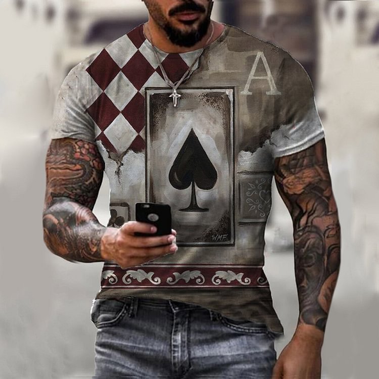BrosWear Men's Poker Print T-shirt